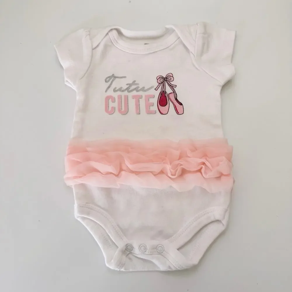 Hudson Baby HB Tutu Cute White Pink Ballet Tutu Baby Onesie Bodysuit